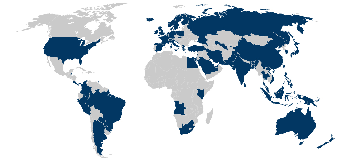 Parkell worldwide distribution map